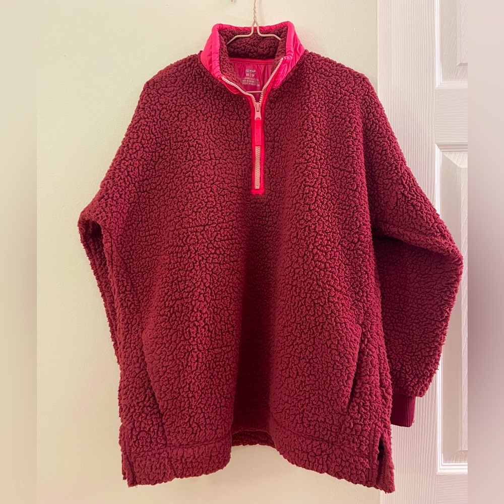 Aerie Dream Oversized Sherpa Quarter Zip Sweatshirt